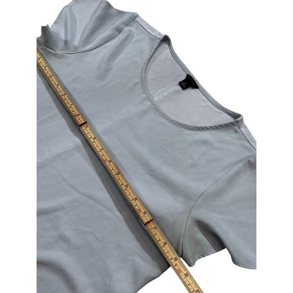 Ann Taylor Womens Light Blue Short Sleeve Top M Rayon & Polyester - Picture 8 of 10